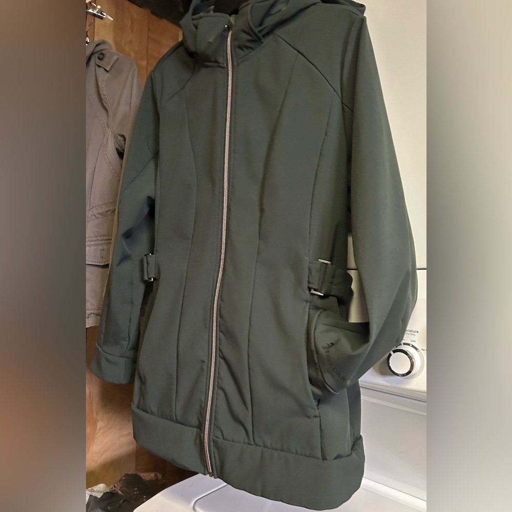 Free Country Women's Soft Shell Hooded Jacket Removable Hood Dark Green Large L